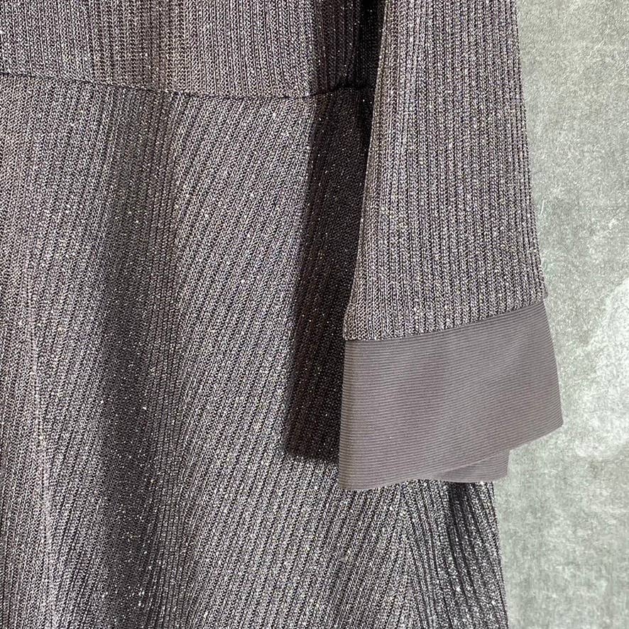 R&M RICHARDS Women's Petite Silver Metallic 2-Piece Jacket Knee-Length Dress