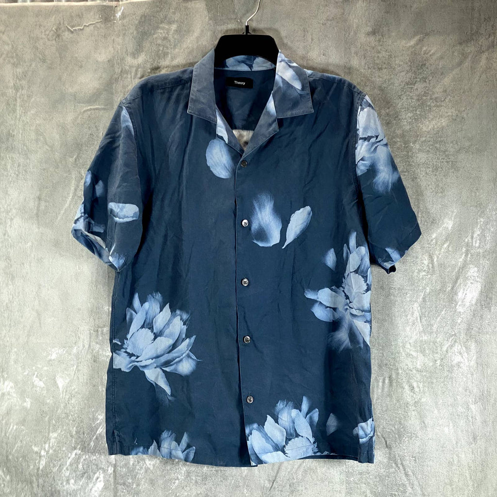 THEORY Men's Heron Multi Floral-Print Short-Sleeve Button-Front Shirt SZ S