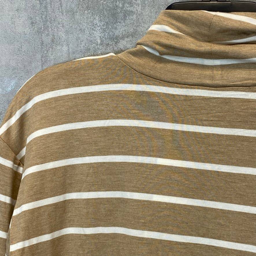 A PEA IN THE POD Women's Maternity Tan Striped Turtleneck Long Sleeve Top SZ M