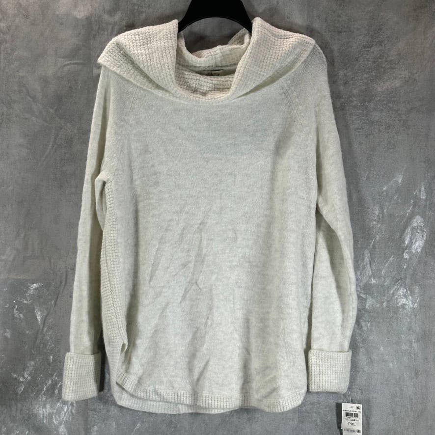 STYLE & CO Women's Petite Fresh Cream Waffle-Knit Cowlneck Sweater SZ P/XL