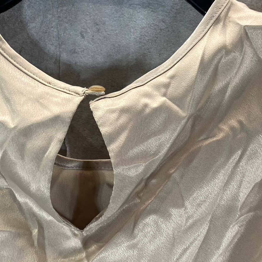 KASPER Women's Petite Champagne Scoop-Neck Sleeveless Keyhole Tank Top SZ PM