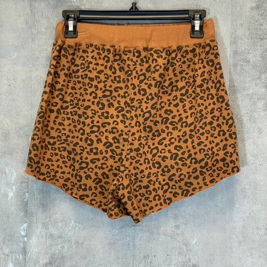 BLANKNYC Women's Adulting Leopard Printed Elastic Waistband Raw Hem Shorts SZ XS
