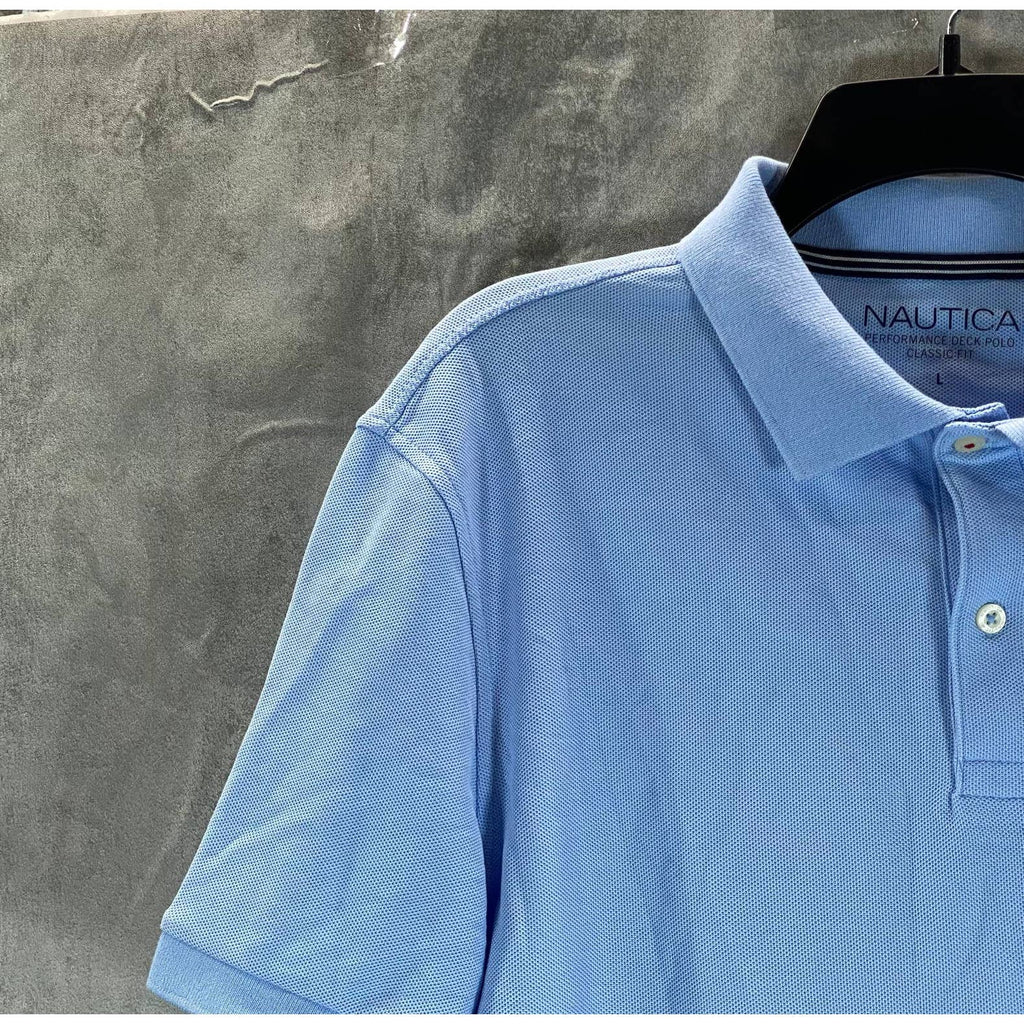 NAUTICA Men's Noon Blue Sustainably Crafted Deck Classic-Fit Polo Shirt SZ L