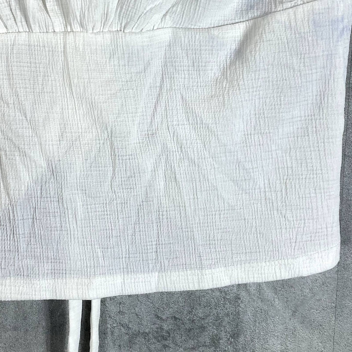 INC INTERNATIONAL CONCEPTS Washed White V-Neck Ruched-Front Short Sleeve Top SZS