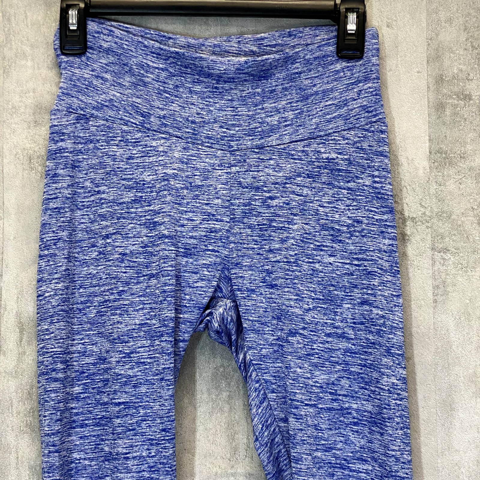 PRO-FIT Activewear Women's Blue Melange Scrunched Cut-Out Pull-On Crop Leggings SZ M