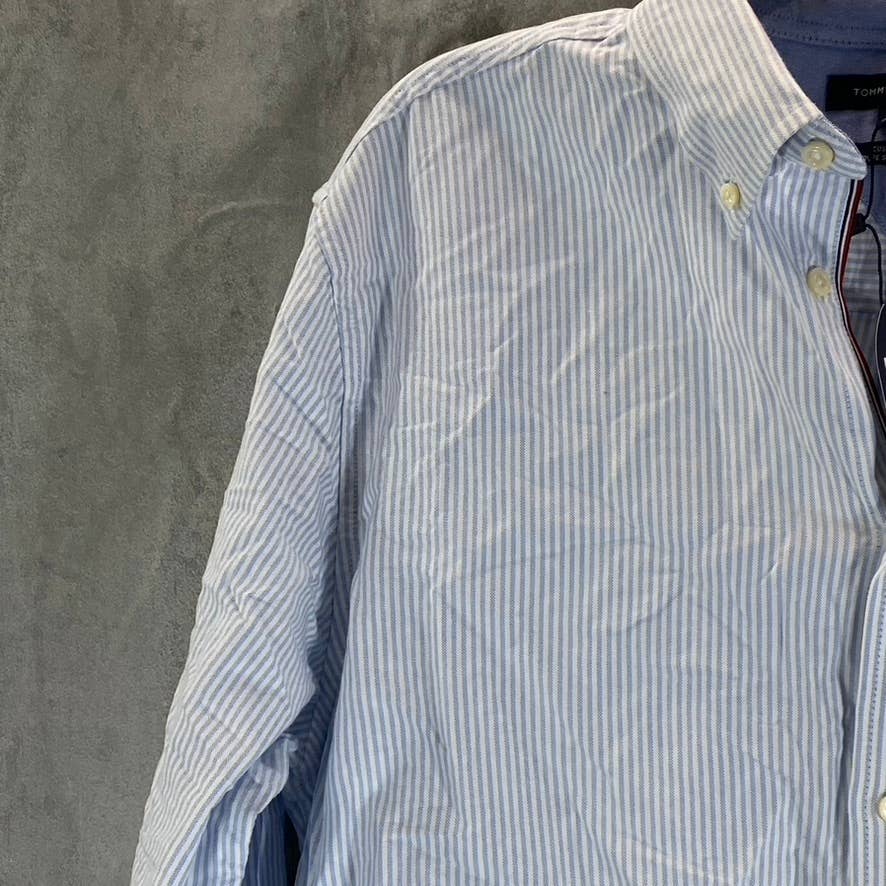 TOMMY HILFIGER Men's Collection Blue Custom-Fit New England Stripe Shirt SZ XL