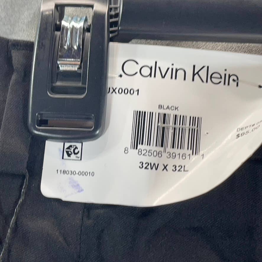 CALVIN KLEIN Men's Black Solid Slim-Fit Flat Front Dress Pants SZ 32X32