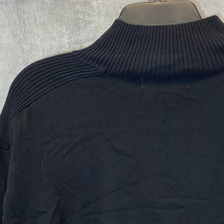KAREN SCOTT Women's Deep Black Seam-Detail Mock-Neck Ribbed Pullover Sweater SZ L
