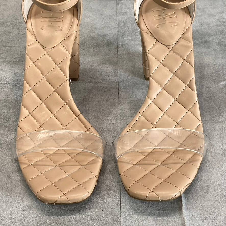 INC INTERNATIONAL CONCEPTS Women’s Nude Quilted Lexini Two-Piece Block-Heel Sandals SZ8