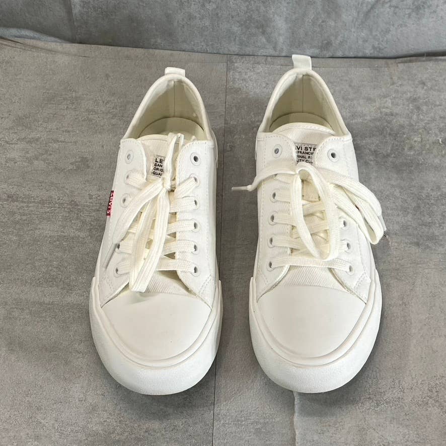 LEVI'S Women's White Mono Canvas Becky Low-Top Lace-Up Sneakers SZ 8.5