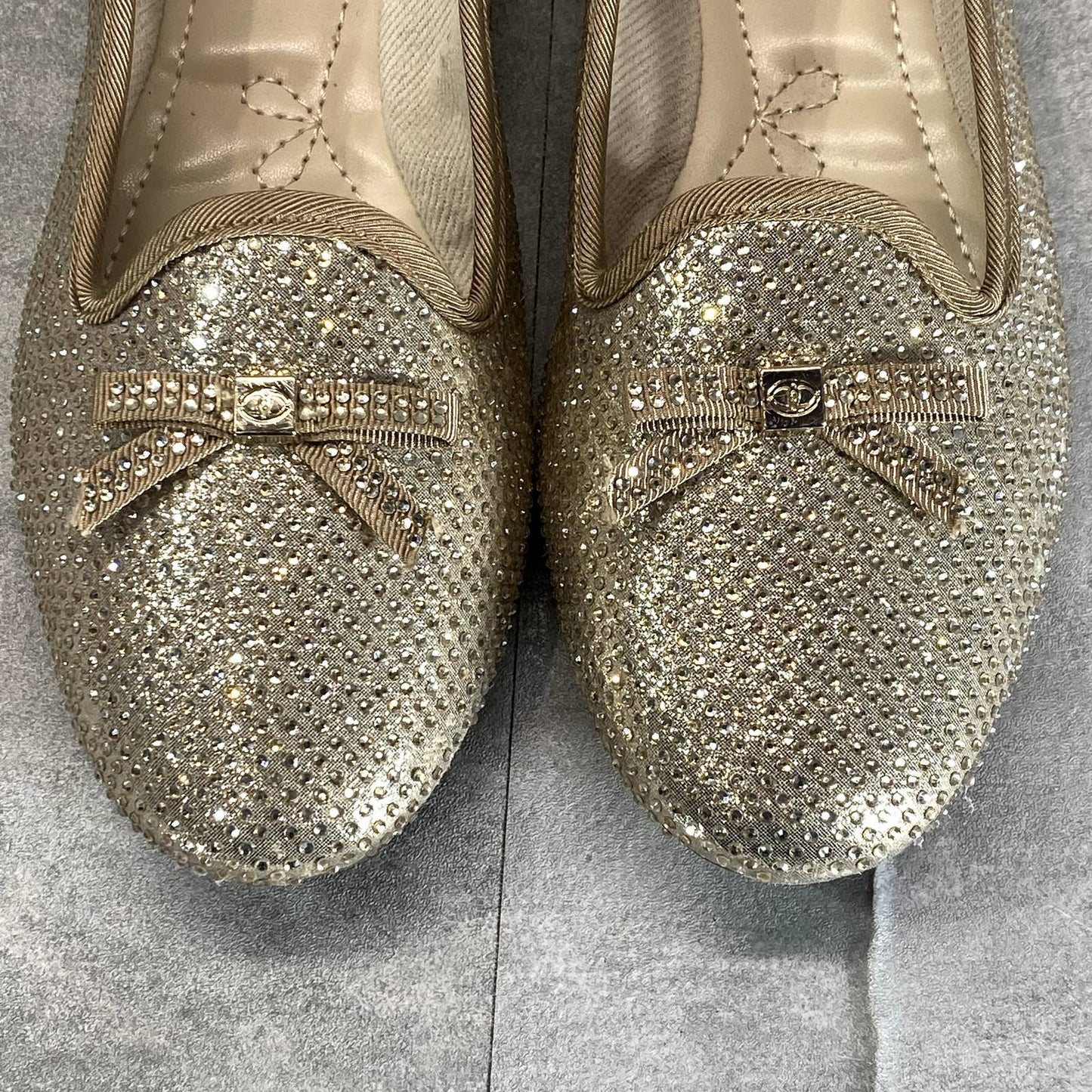 CHARTER CLUB Women's Gold Kimii Rhinestone Round-Toe Deconstruction Loafers