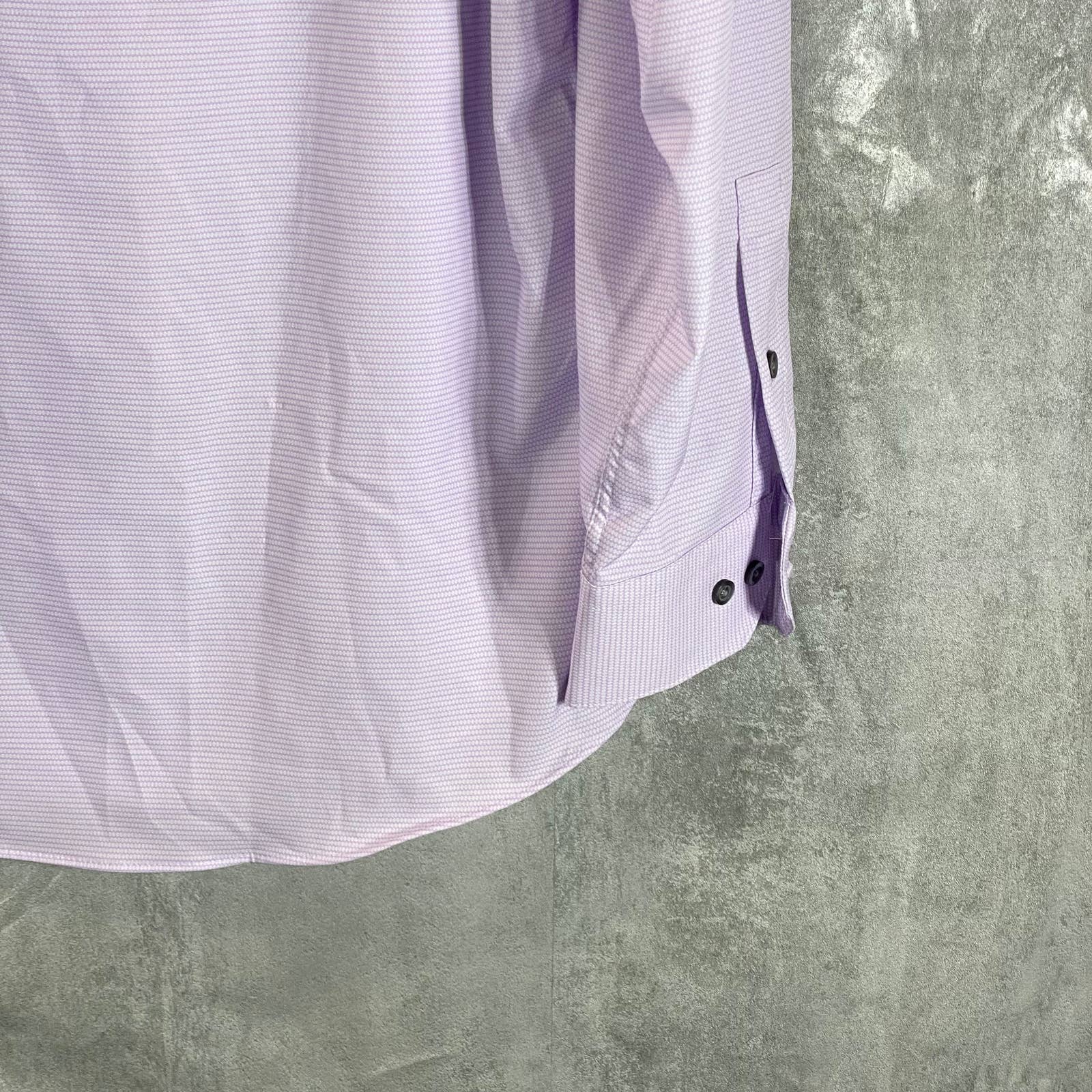 ALFANI Men's Lavender Mini Geo-Print Slim-Fit Stretch Shirt SZ 15-15.5 32/33