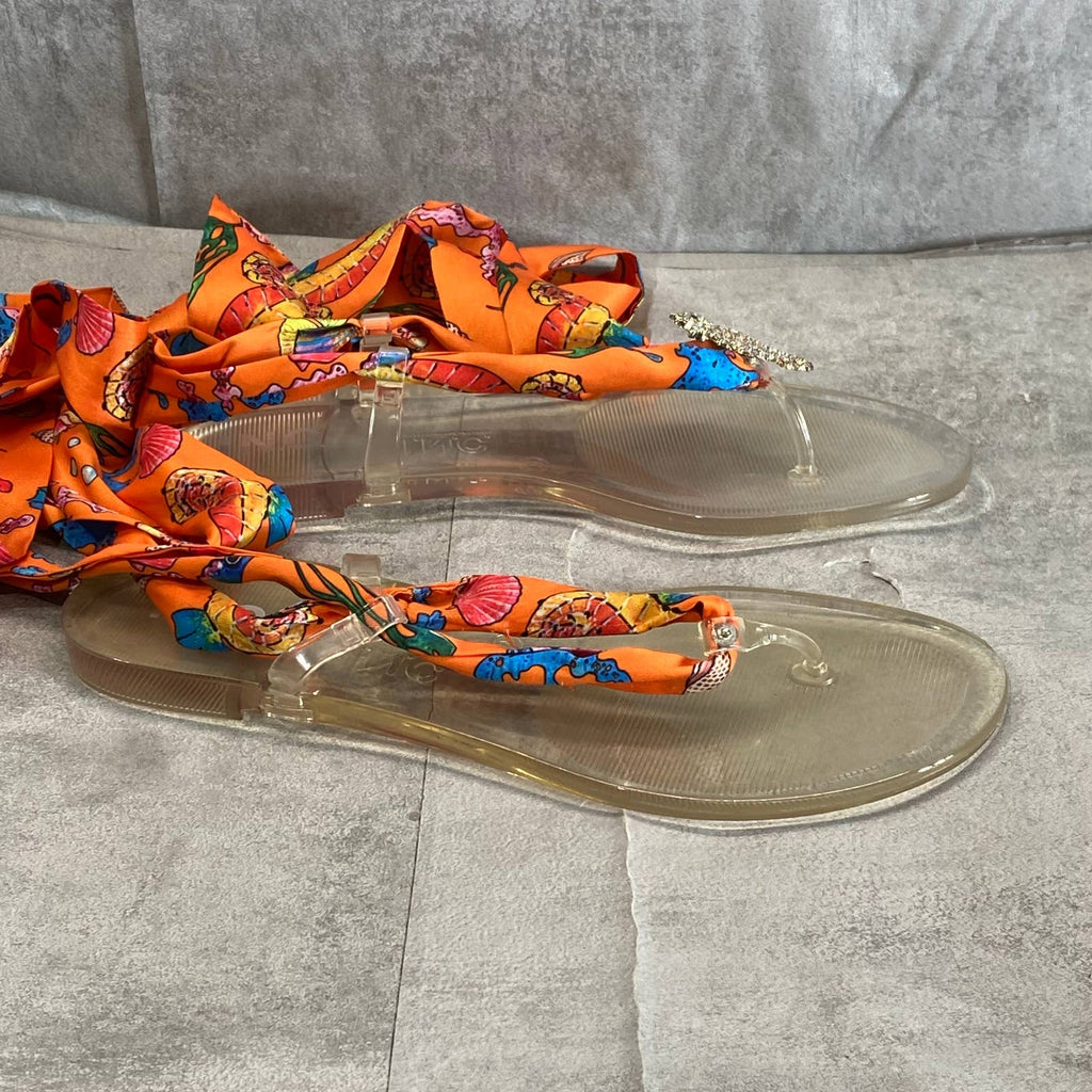 INC INTERNATIONAL CONCEPTS Women's Orange-Clear Seahorse Malana Scarf Sandal SZ9