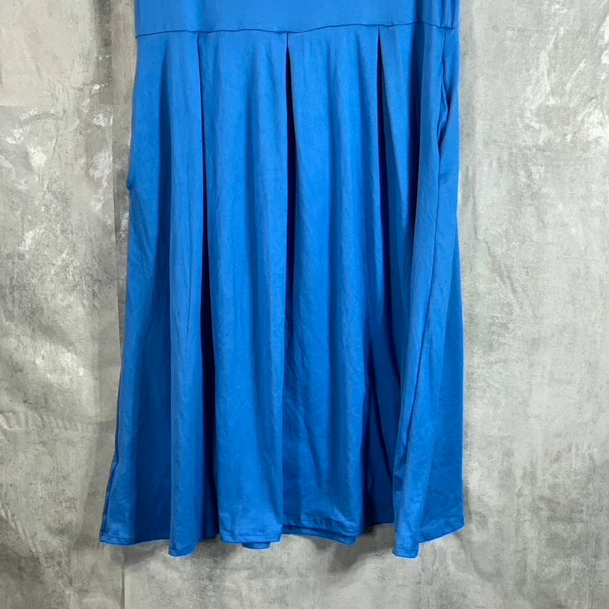24SEVEN COMFORT APPAREL Women's Blue Short Sleeve Pocket Detail Dress SZ XL