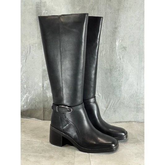 NATURALIZER Women's Black Leather Elliot Square-Toe Knee-High Boots SZ 7.5