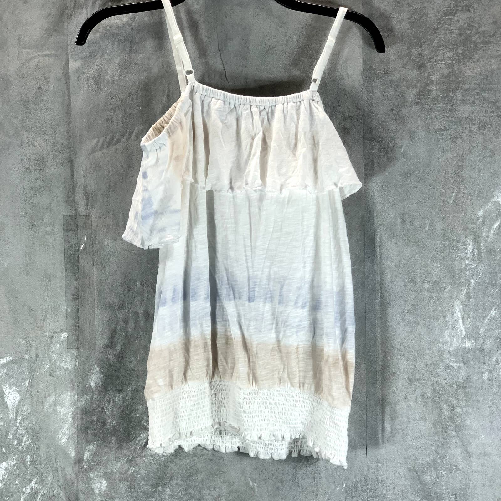 INC INTERNATIONAL CONCEPTS Women's Danielle Dye Ruffled Cold-Shoulder Top SZ S