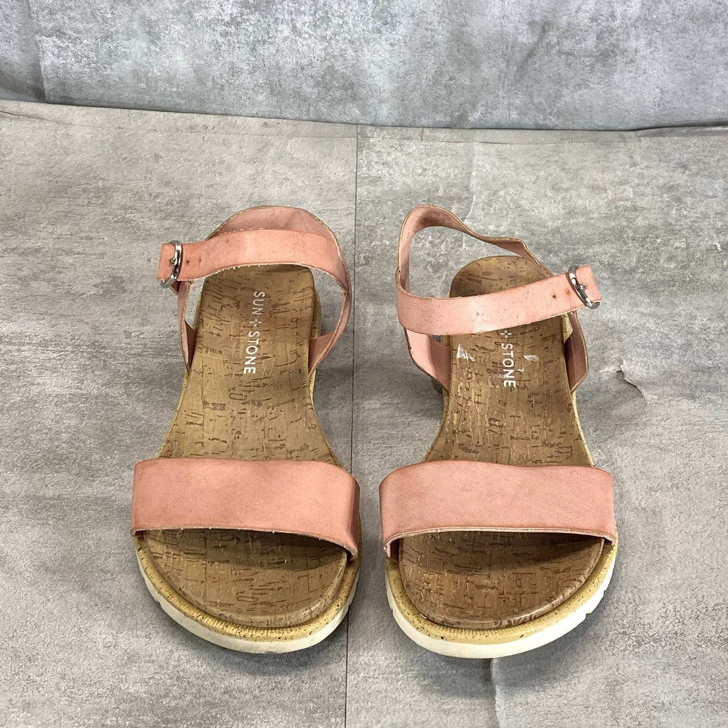 SUN+STONE Women's Blush Mattie Ankle-Strap Round-Toe Slip-Resistant Sandals SZ 6