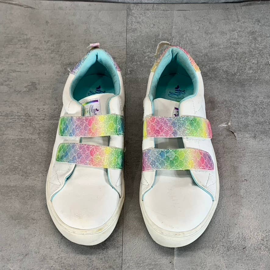 MY BUTTERFLY Girl's White Rainbow Fly Ease Slip-On Sneakers SZ 3