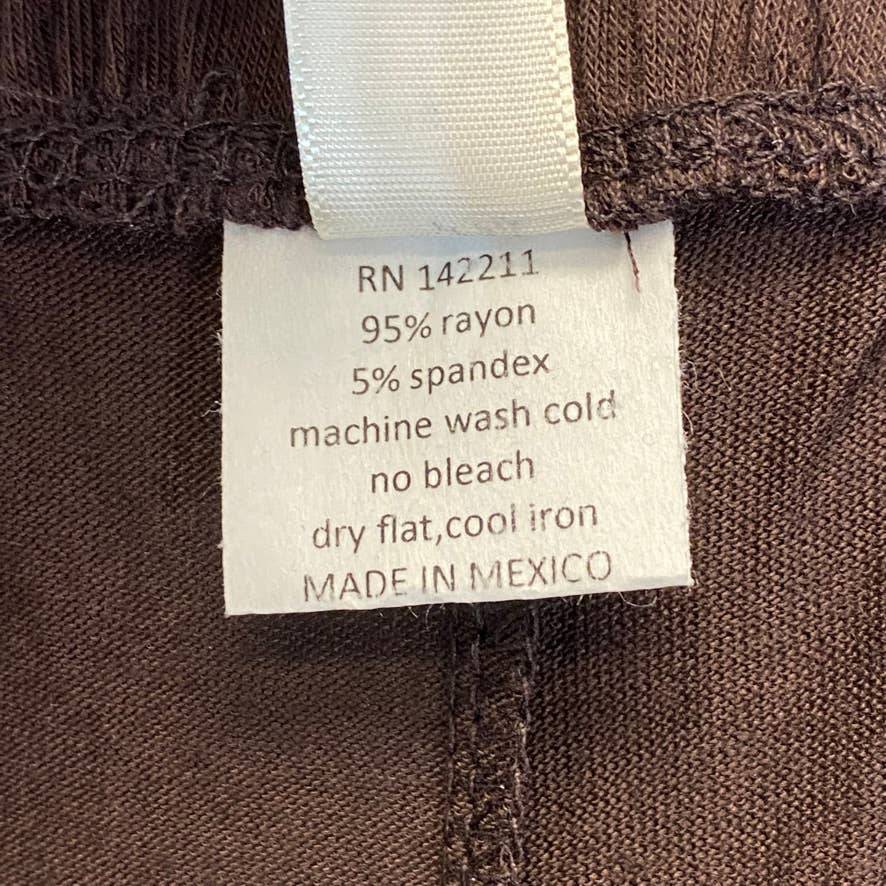 24/7 COMFORT APPAREL Women's Plus Size Brown Comfortable Loose-Fit Pull-On Palazzo Pants SZ 1X