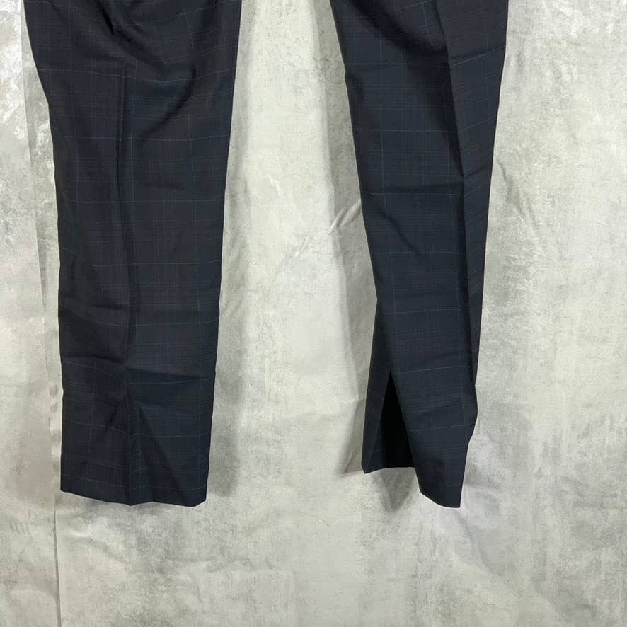 PERRY ELLIS PORTFOLIO Men's Navy Plaid Slim-Fit Performance Stretch Dress Pants