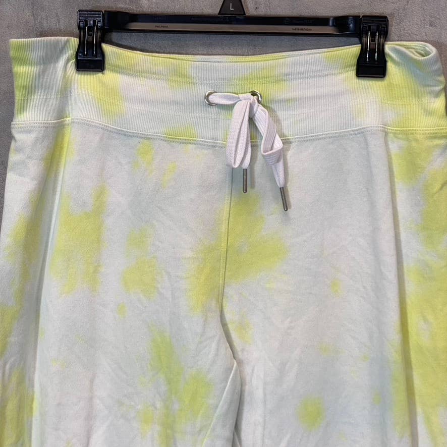 CALVIN KLEIN Women's Yellow Sunburst Tie-Dye Pull-On Drawstring Jogger Pants SZ L