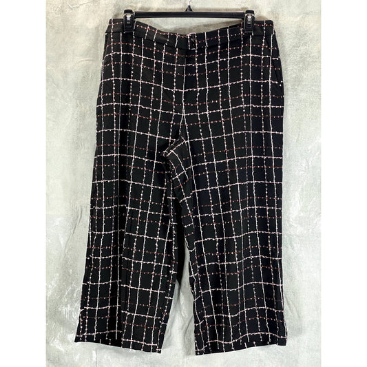 ALFANI Women's Stitched Grid Black D-Ring Belt Mid-Rise Plaid Culotte Pants SZ16