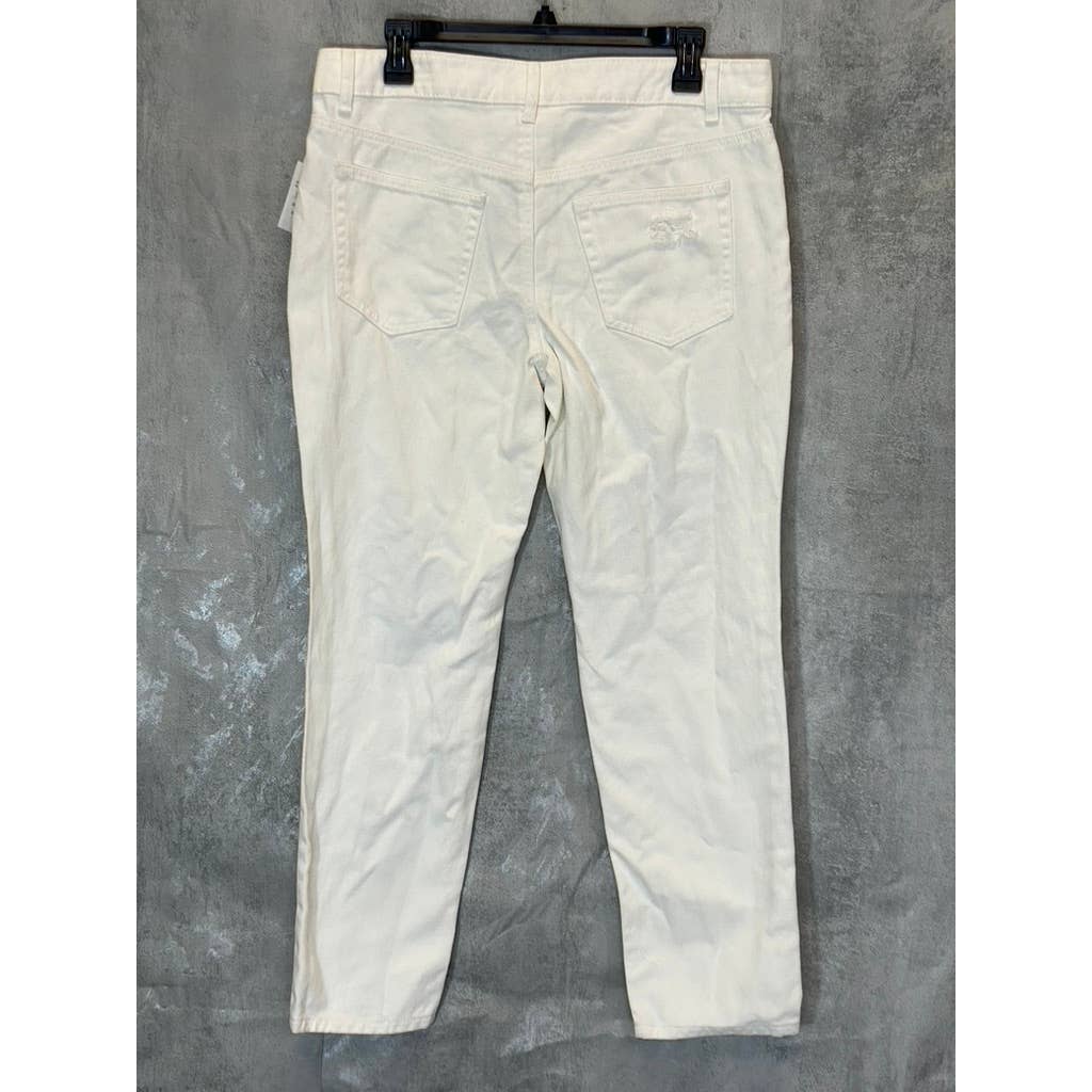 AFRM Women's White Luisa Distressed High-Rise Ankle Crop Skinny Denim Jeans SZ28