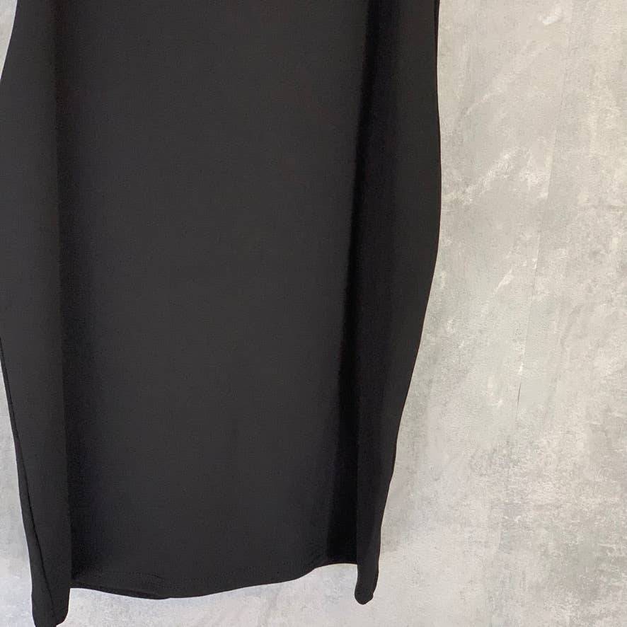 MISSGUIDED Solid Black Strappy Frill Detail Sleeveless Bodycon Mini Dress SZ 4