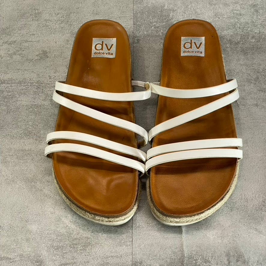 DV DOLCE VITA Women's White Carlee Strappy Footbed Slide Sandals SZ 10