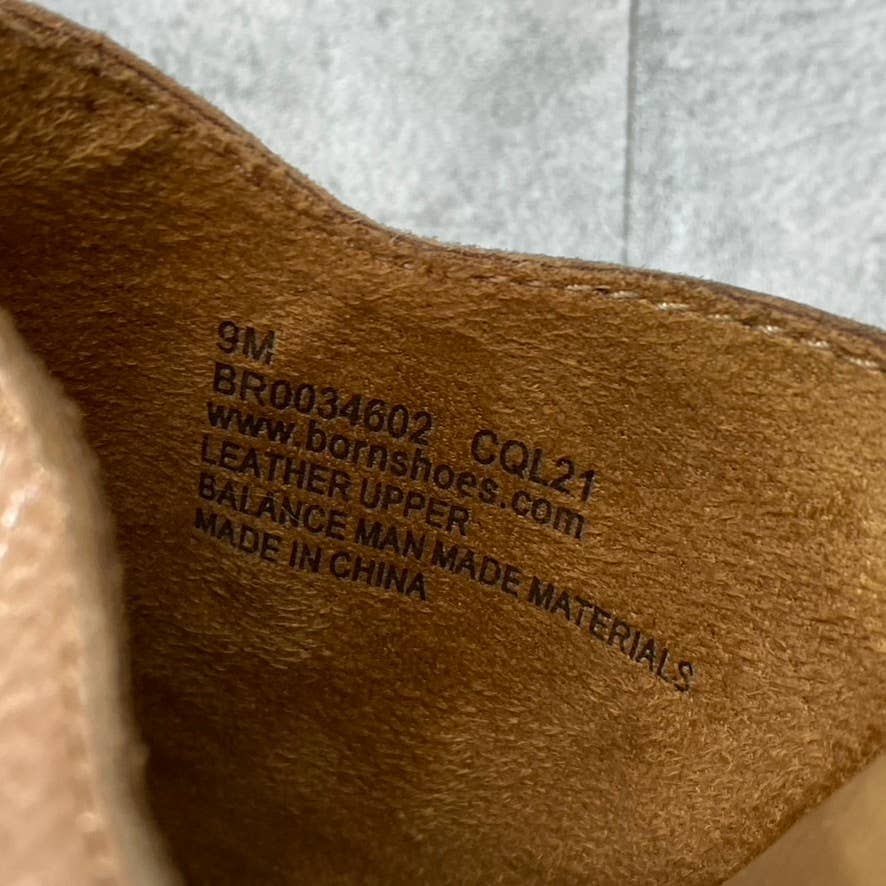 BORN Women's Tan Leather Lilah Round-Toe Slip-On Wedge Platform Sandals SZ 9