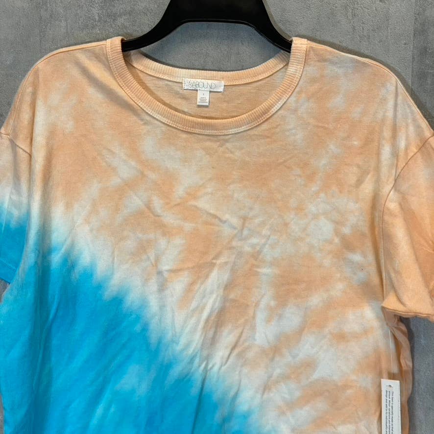 ABOUND Women's Blue-Orange Tie-Dye Raw Hem Crewneck T-Shirt SZ S