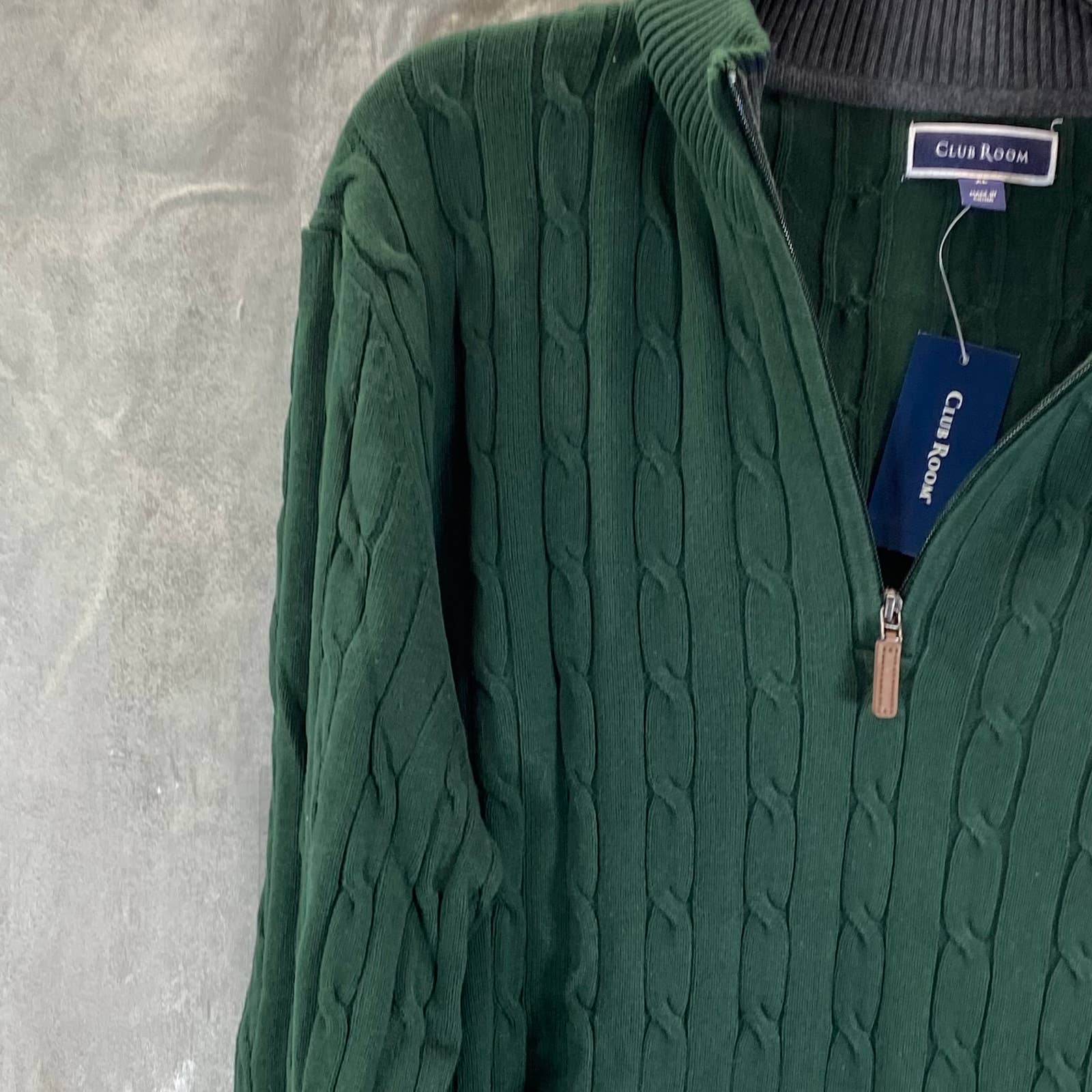 CLUB ROOM Men's Pine Grove Cable Knit Quarter-Zip Pullover Sweater SZ XL