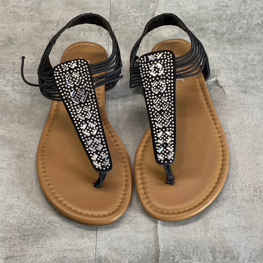 SUGAR Women's Black Bernice Rhinestone Embellished Slingback Sandals SZ S(5/6)