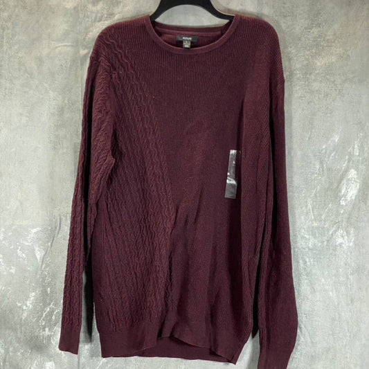 ALFANI Men's Port Heather Cable Knit Crewneck Pullover Sweater SZ L