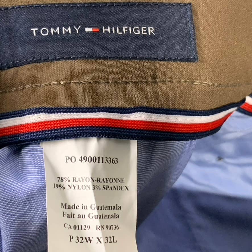 TOMMY HILFIGER Men's Brown Solid TH-Flex Stretch Modern-Fit Dress Pants SZ 32X32