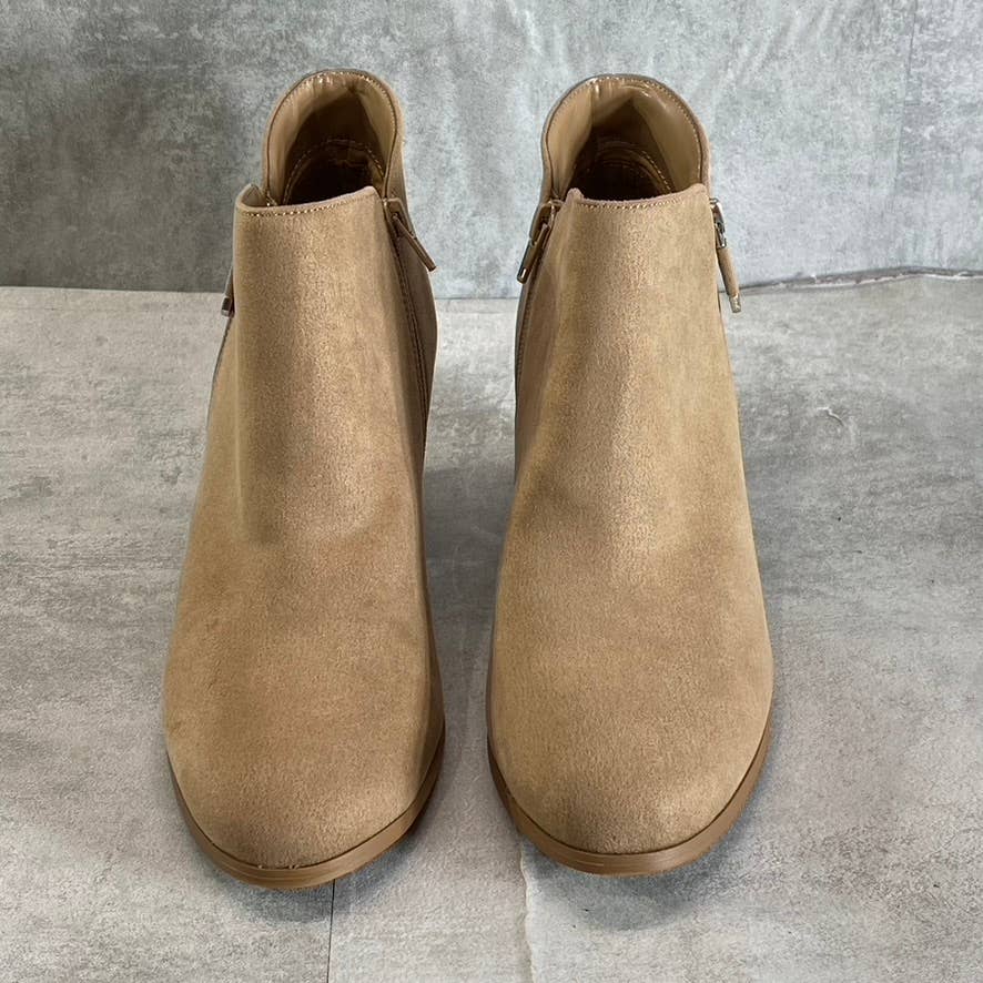 STYLE & CO Women's Taupe Masrinaa Almond-Toe Slip-On Block-Heel Ankle Booties