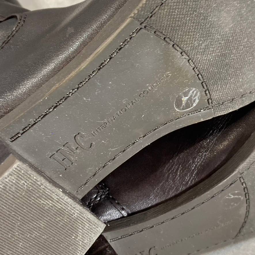 INC INTERNATIONAL Women's Chocolate Leather Fawne Knee-High Riding Boots SZ 8