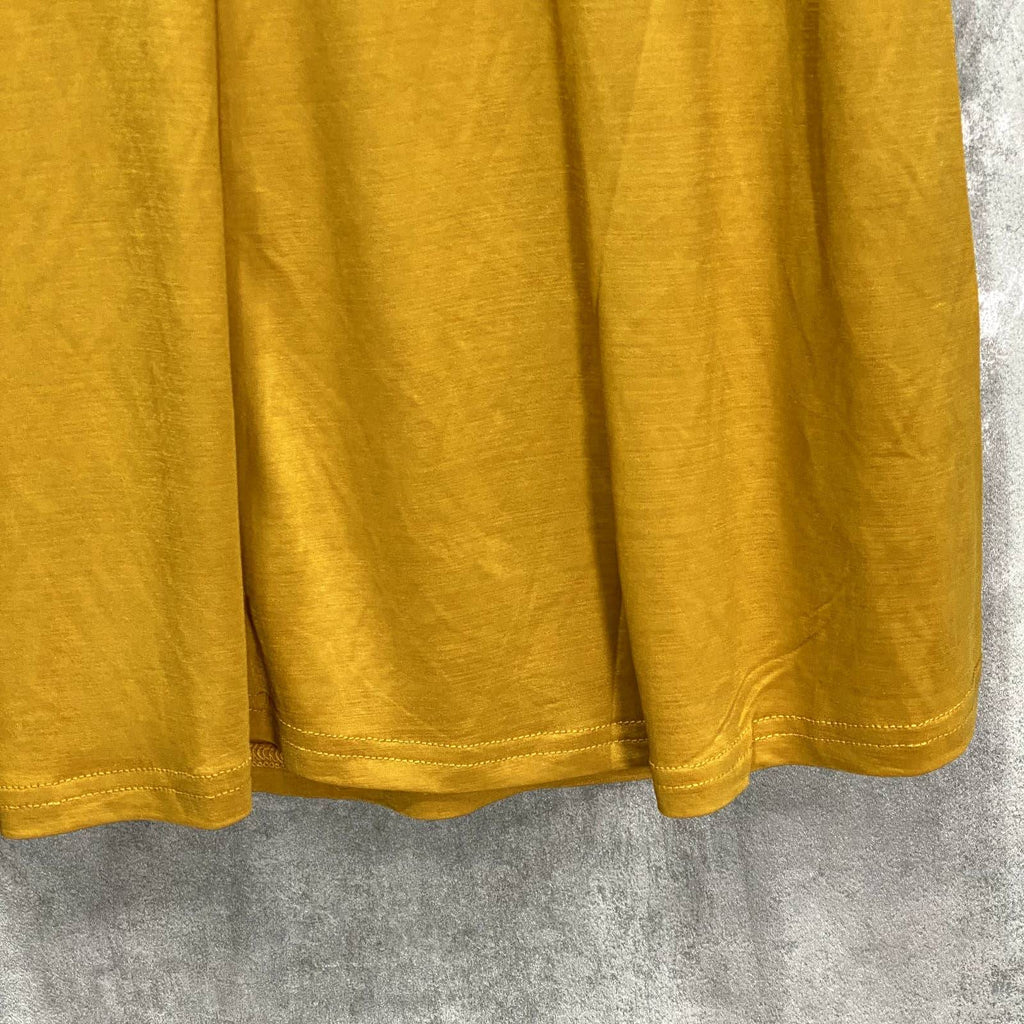 24SEVEN COMFORT APPAREL Mustard Criss Cross Neckline Short Sleeve T-Shirt Dress SZ L