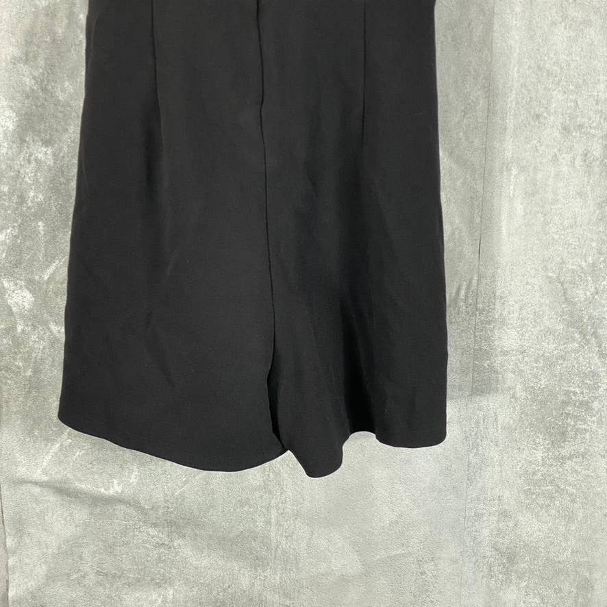 BAR III Women's Deep Black Cross-Front Cutout Pull-On Romper SZ 4