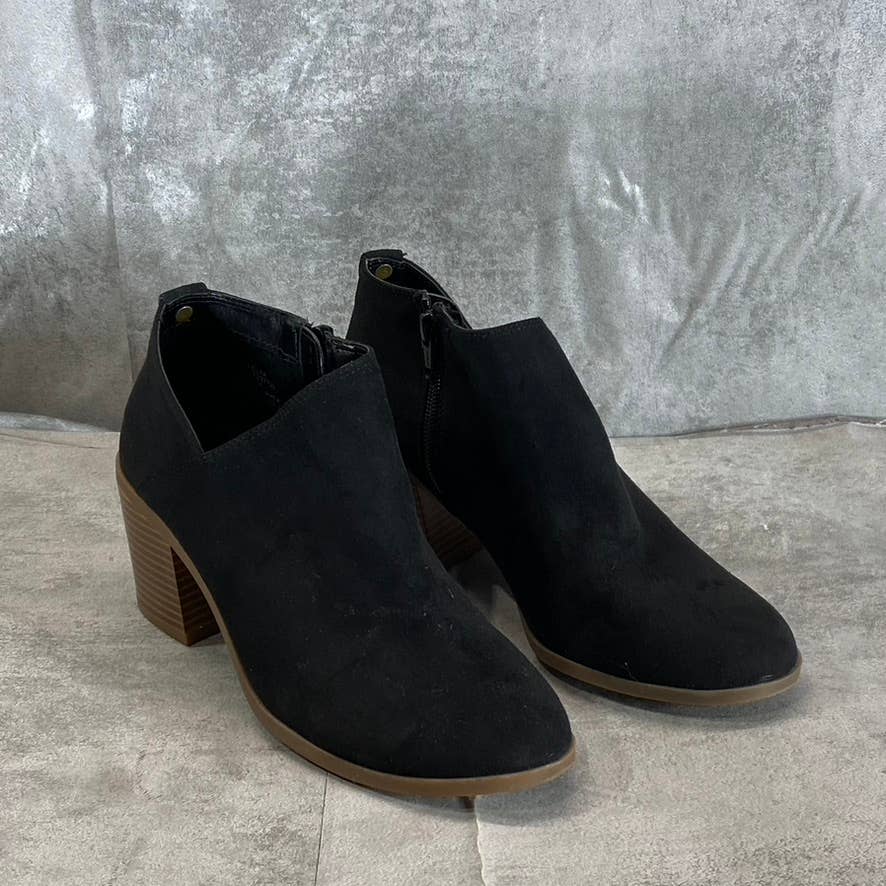 STYLE & CO Women's Black Felaa Asymmetrical Round-Toe Block-Heel Booties SZ 7