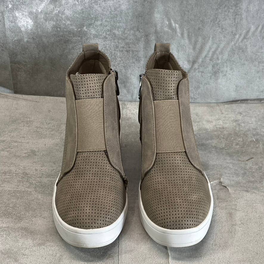 JOURNEE COLLECTION Women's Taupe Perforated Faux Leather Clara Wedge Sneaker SZ7