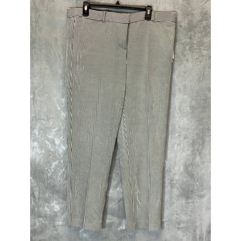 AMANDA + CHELSEA Women's Black/White Pinstripe Ankle Pants SZ 16