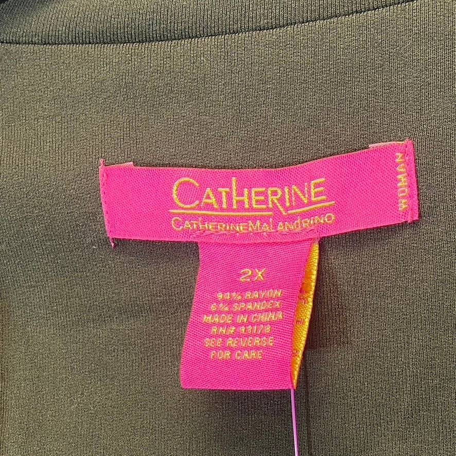 CATHERINE MALANDRINO Women's Plus Size Grape Leaf French Terry Knit One-Button Blazer SZ 2X