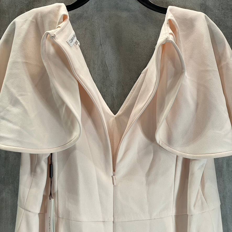 CALVIN KLEIN Women's Blossom Rhinestone-Waist V-Neck Cape-Sleeve Gown SZ 16