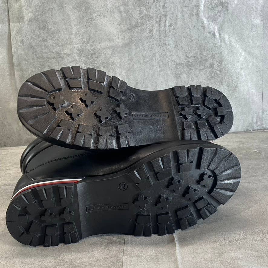 TOMMY HILFIGER Women's Black Melise Lug-Sole Combat Lace-Up Boots SZ 7