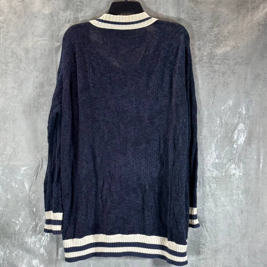 FREE PEOPLE Women's Navy Lace Full-Zip Varsity Jacket SZ M