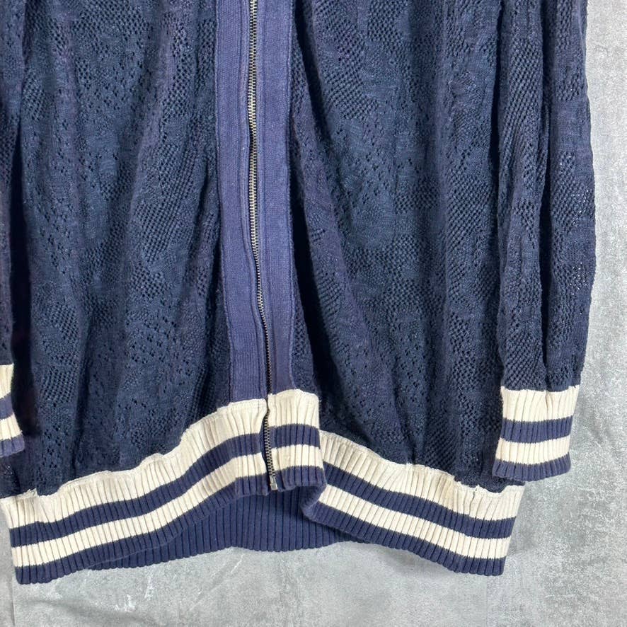 FREE PEOPLE Women's Navy Lace Full-Zip Varsity Jacket SZ M