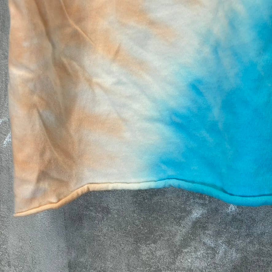 ABOUND Women's Blue-Orange Tie-Dye Raw Hem Crewneck T-Shirt SZ S