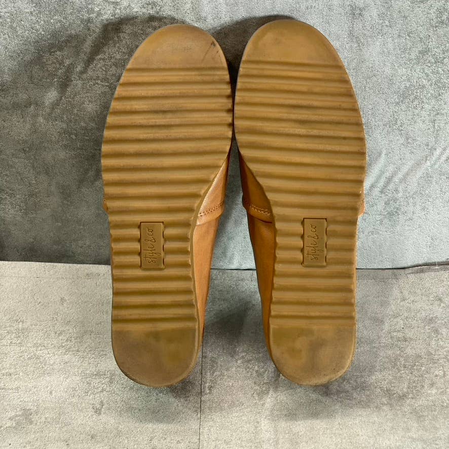 STYLE & CO Women's Coffee Smooth Faux-Leather Nouraa Round-Toe Slip-On Flats