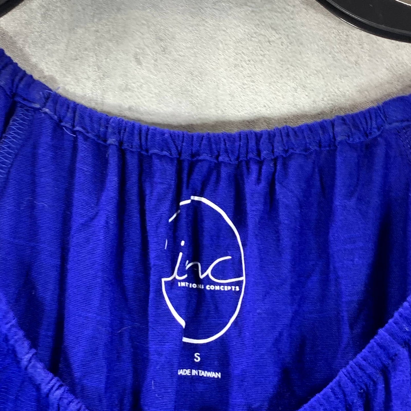 INC INTERNATIONAL CONCEPTS Women's Blue Peasant Short-Sleeve Top SZ S